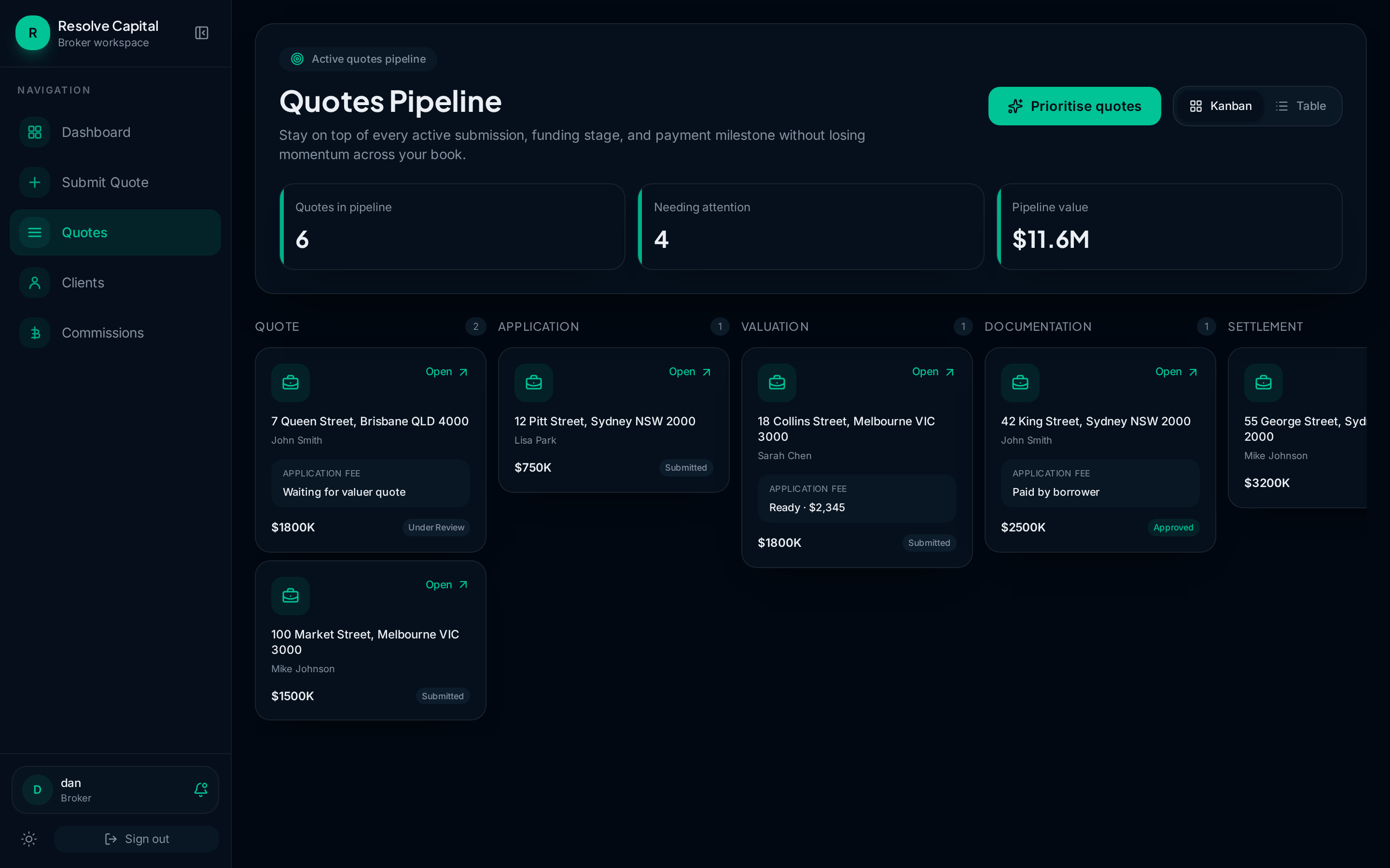 Broker quotes pipeline